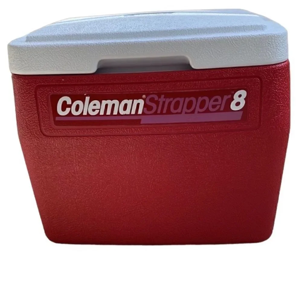 Coleman Vintage‎ Red Strapper 8 Cooler.  Hardsided lunch box, beer lake picnic